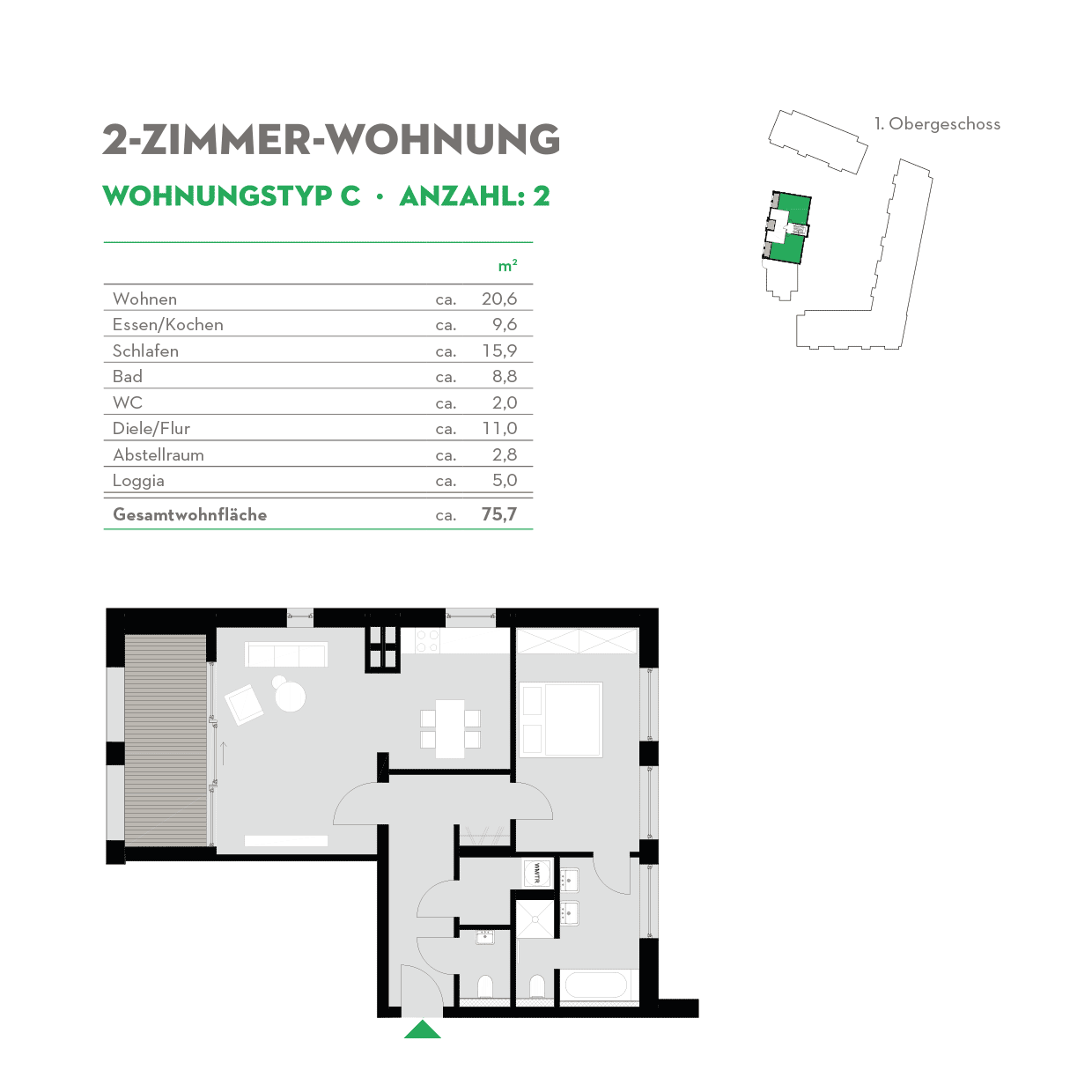 2-Zimmerwohnung Typ C